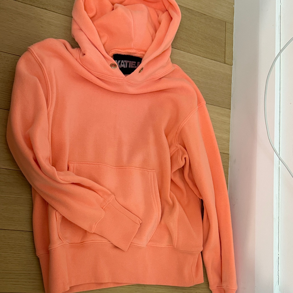 Katie J Nyc Vibrant Coral Hoodie Sweater